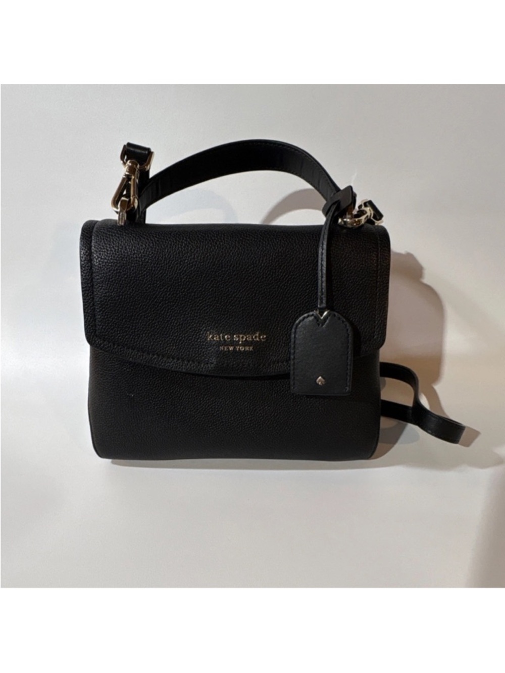 kate spade Black Leather Structured Top-Handle Crossbody